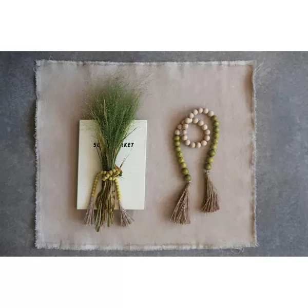 Creative CoOp Wood and Coco Shell Bead Jute Tassels Garland 42quot L x 1quot W x 1quot H Natural