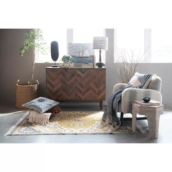 Creative CoOp Woven Cotton Distressed Print Fringe Rug 72quot L x 48quot W x 0quot H Multicolor