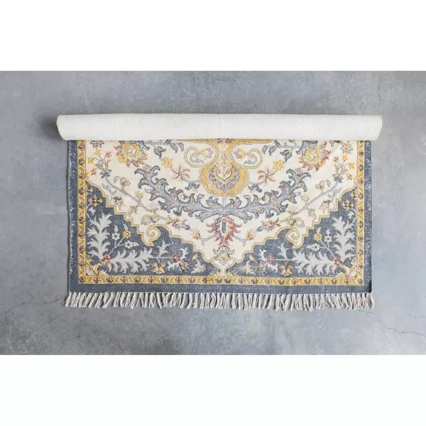 Creative CoOp Woven Cotton Distressed Print Fringe Rug 72quot L x 48quot W x 0quot H Multicolor