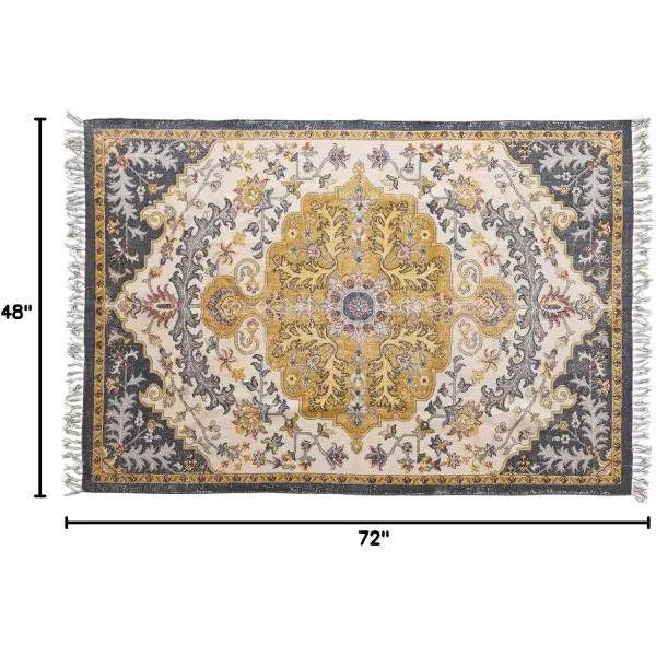 Creative CoOp Woven Cotton Distressed Print Fringe Rug 72quot L x 48quot W x 0quot H Multicolor