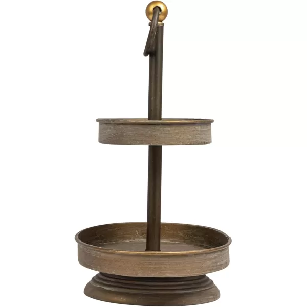 Decorative Metal 2Tier Tray in Zinc FinishAntique Copper