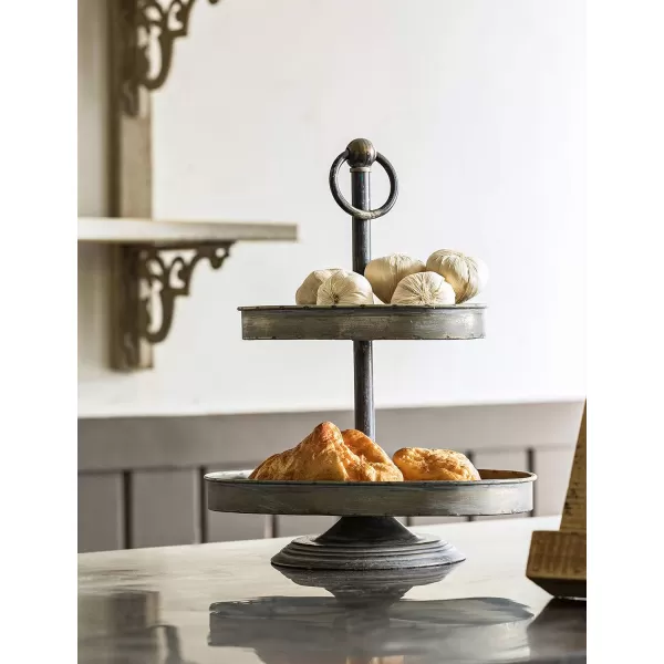 Decorative Metal 2Tier Tray in Zinc FinishAntique Copper