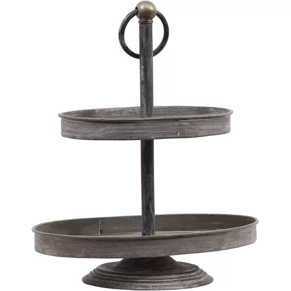 Decorative Metal 2Tier Tray in Zinc FinishAntique Copper