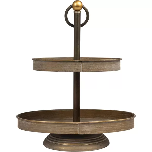 Decorative Metal 2Tier Tray in Zinc FinishAntique Copper