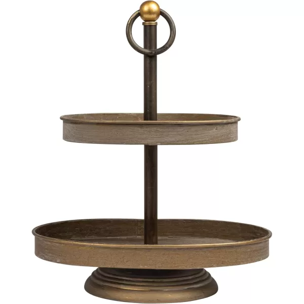 Decorative Metal 2Tier Tray in Zinc FinishAntique Copper