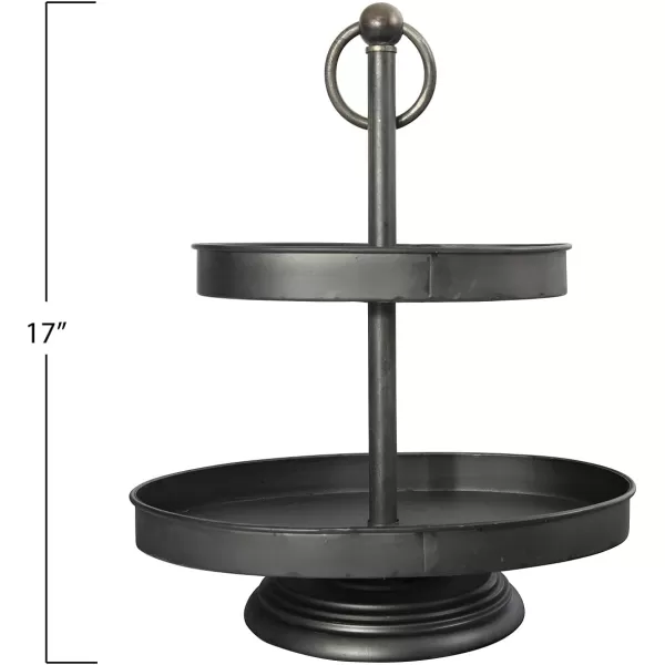 Decorative Metal 2Tier Tray in Zinc FinishBlack