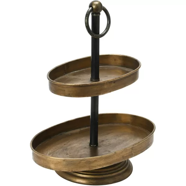 Decorative Metal 2Tier Tray in Zinc FinishGold