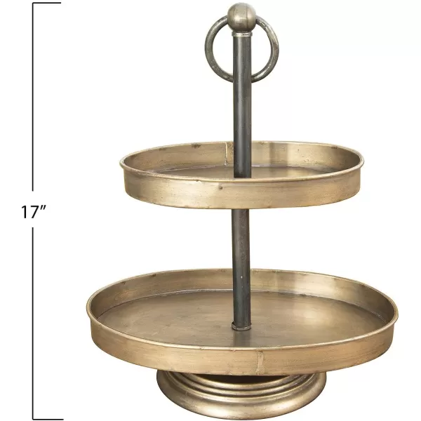 Decorative Metal 2Tier Tray in Zinc FinishGold
