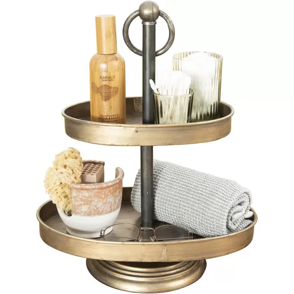 Decorative Metal 2Tier Tray in Zinc FinishGold