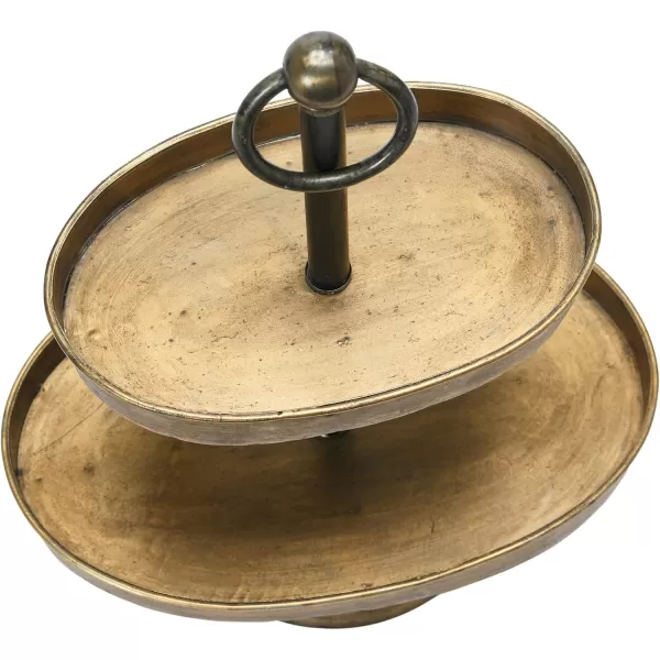 Decorative Metal 2Tier Tray in Zinc FinishGold