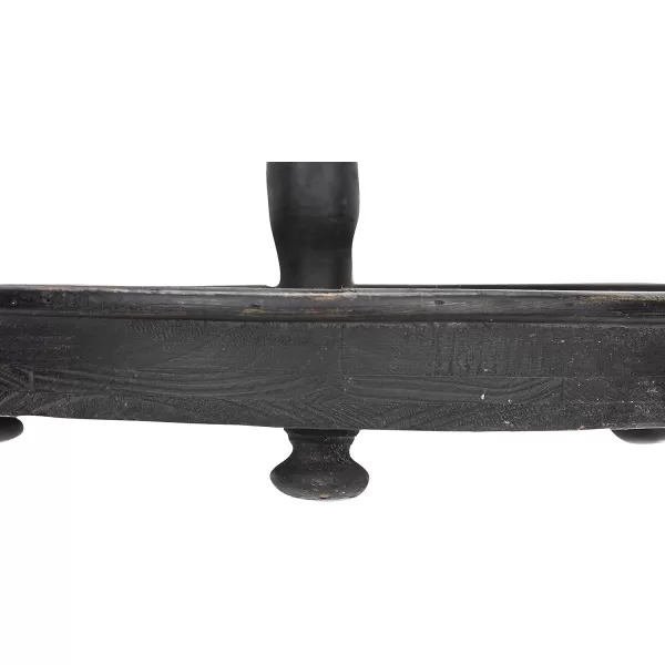Distressed Brown Wood 2Tier Tray with Metal HandleBlack