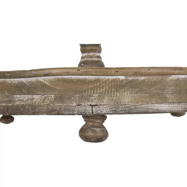 Distressed Brown Wood 2Tier Tray with Metal HandleBrown