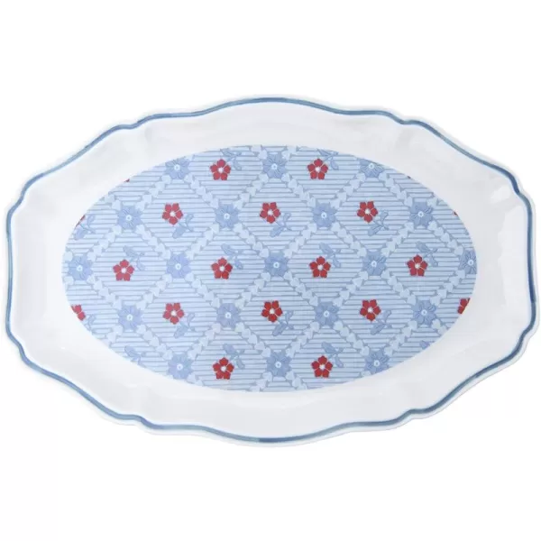 Creative CoOp 1525quot Floral Stoneware Blue Scalloped Rim PlatterBlue Rim Platter