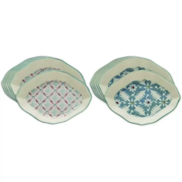 Creative CoOp 1525quot Floral Stoneware Blue Scalloped Rim PlatterDish