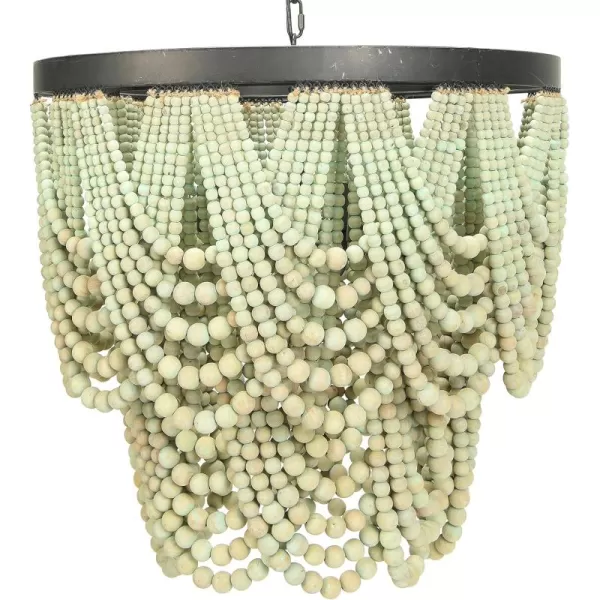 Creative CoOp Black Metal Chandelier with Wood BeadsAqua