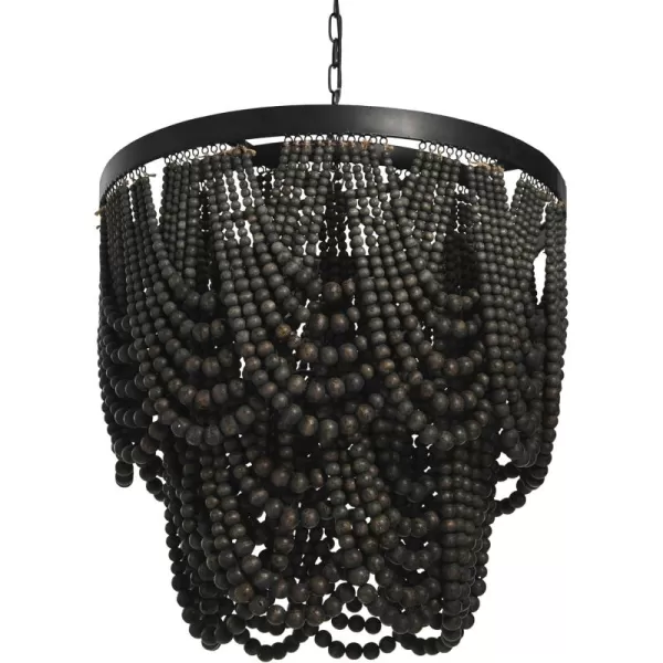 Creative CoOp Black Metal Chandelier with Wood BeadsBlack