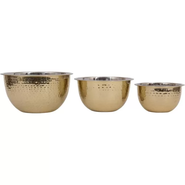 Creative CoOp Hammered Stainless Steel Bowls in Gold Finish Set of 3 Sizes