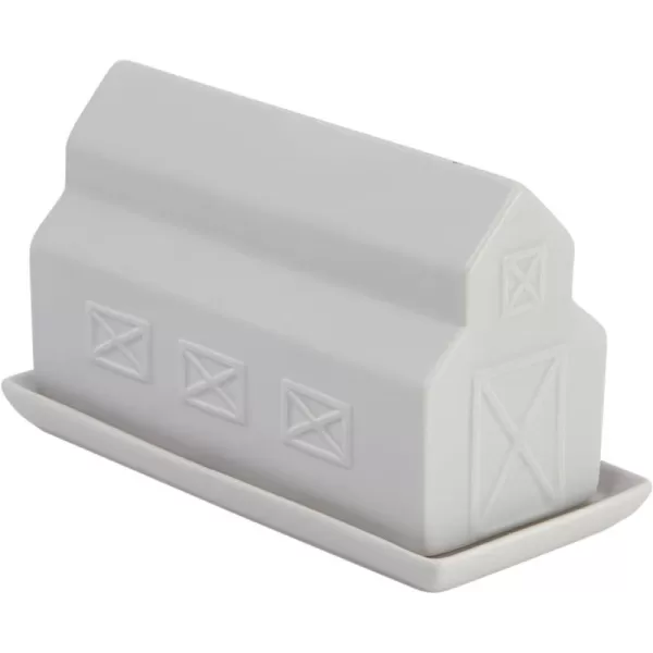 Creative CoOp Matte Stoneware Barn Butter Dish Food Storage 1 Pack White