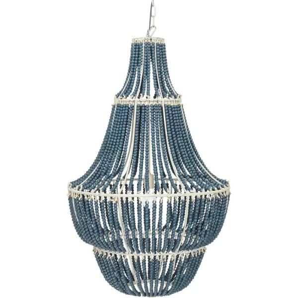 Creative CoOp Metal Wood Beads Chandelier BlueBlue
