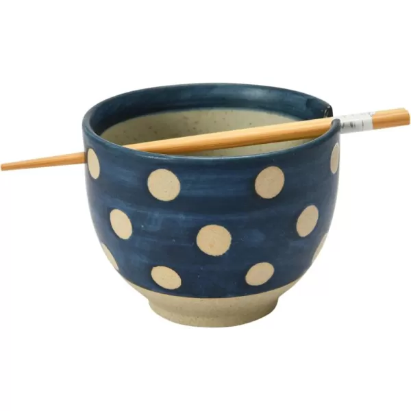 Creative CoOp Set of Stoneware Ceramic Chopsticks Bowl Multicolored 3
