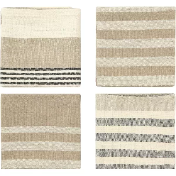 Creative CoOp Tan ampamp Grey Striped Cotton Tea Towels Set of 3 PiecesNapkin