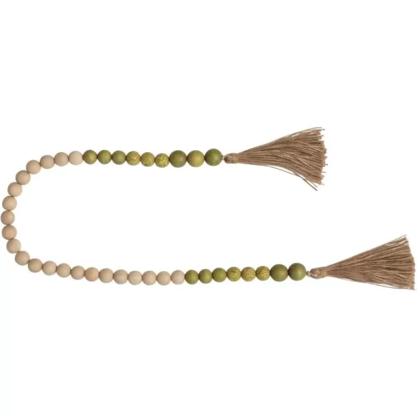 Creative CoOp Wood and Coco Shell Bead Jute Tassels Garland 42quot L x 1quot W x 1quot H Natural