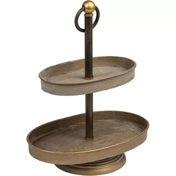 Decorative Metal 2Tier Tray in Zinc FinishAntique Copper