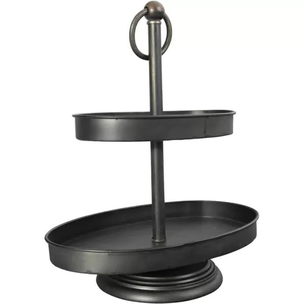 Decorative Metal 2Tier Tray in Zinc FinishBlack