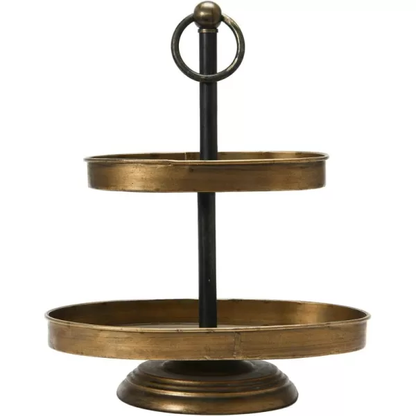 Decorative Metal 2Tier Tray in Zinc FinishGold