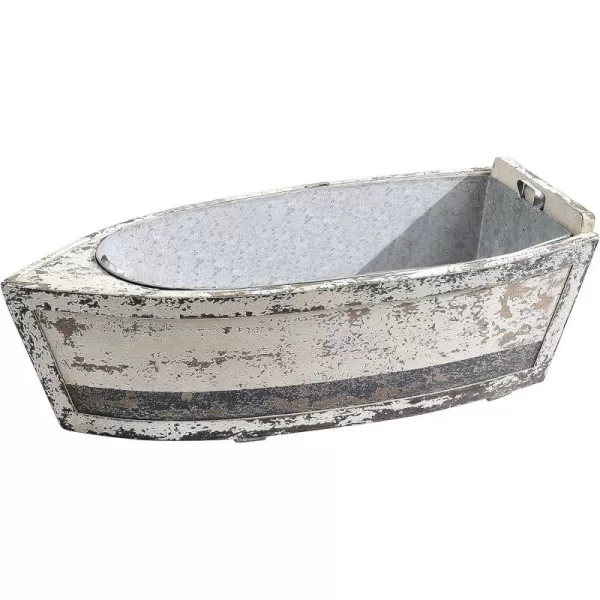 Wood Decorative Boat with Tin Insert
