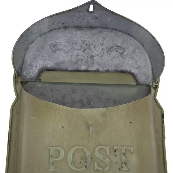 Creative CoOp Aqua Embossed Tin Post Box with Distressed FinishAqua