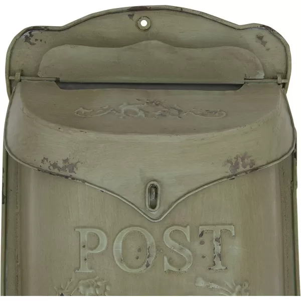 Creative CoOp Aqua Embossed Tin Post Box with Distressed FinishAqua