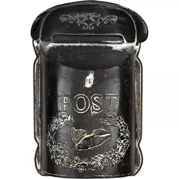 Creative CoOp Aqua Embossed Tin Post Box with Distressed FinishBlack