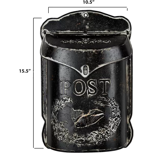 Creative CoOp Aqua Embossed Tin Post Box with Distressed FinishBlack