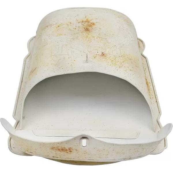 Creative CoOp Aqua Embossed Tin Post Box with Distressed FinishCream