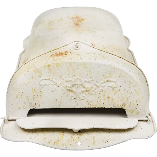 Creative CoOp Aqua Embossed Tin Post Box with Distressed FinishCream