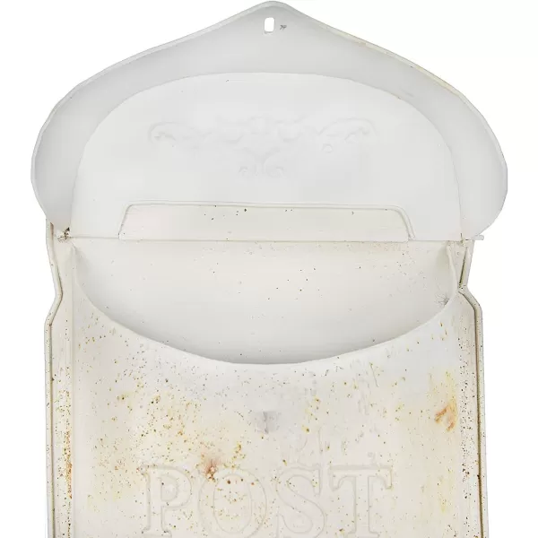 Creative CoOp Aqua Embossed Tin Post Box with Distressed FinishCream