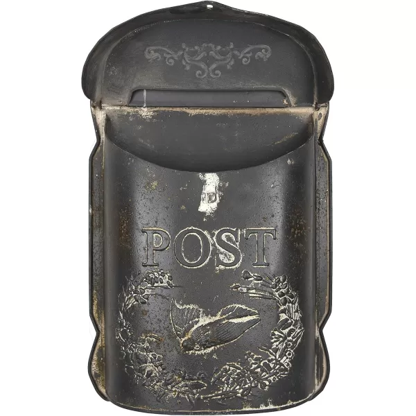Creative CoOp Aqua Embossed Tin Post Box with Distressed FinishGray
