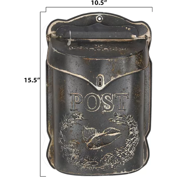 Creative CoOp Aqua Embossed Tin Post Box with Distressed FinishGray