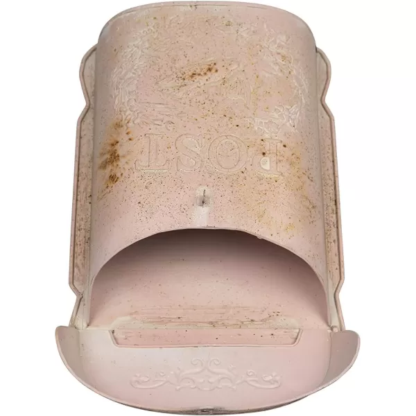 Creative CoOp Aqua Embossed Tin Post Box with Distressed FinishPink