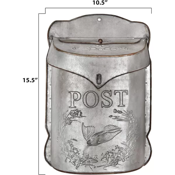 Creative CoOp Aqua Embossed Tin Post Box with Distressed FinishSilver
