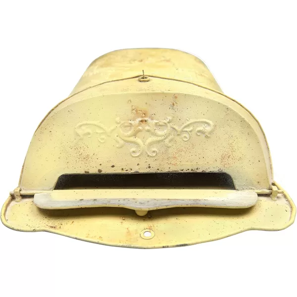 Creative CoOp Aqua Embossed Tin Post Box with Distressed FinishYellow
