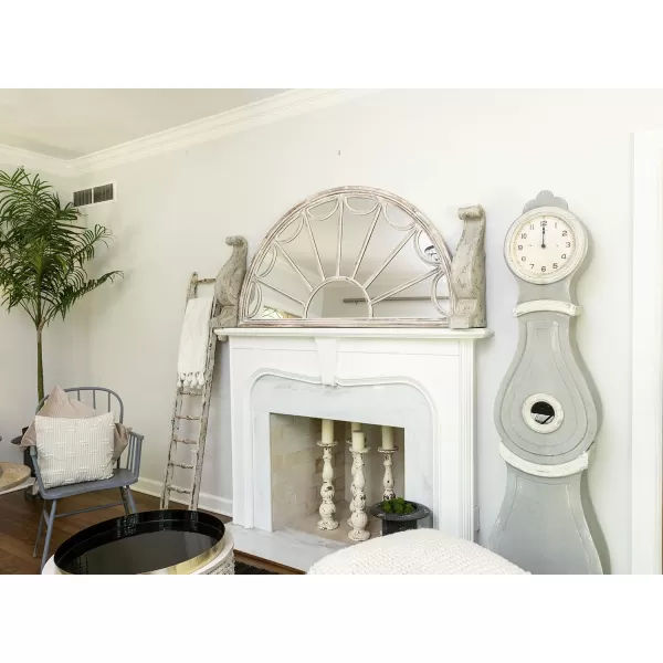 Creative CoOp Distressed Grey Wood Grandfather Style Wall Clock