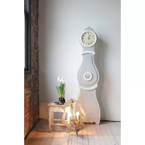 Creative CoOp Distressed Grey Wood Grandfather Style Wall Clock