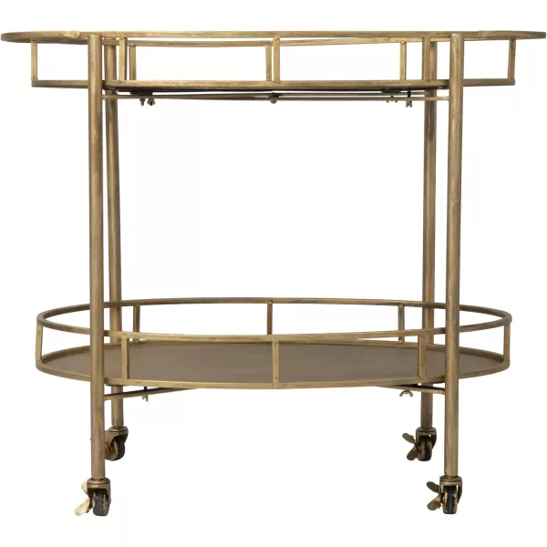 Creative CoOp Gold 2 Tier Metal Bar Cart on Casters
