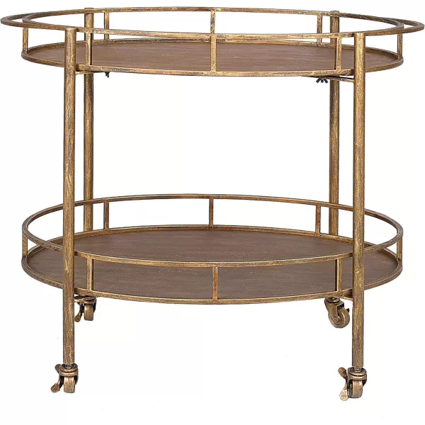 Creative CoOp Gold 2 Tier Metal Bar Cart on Casters