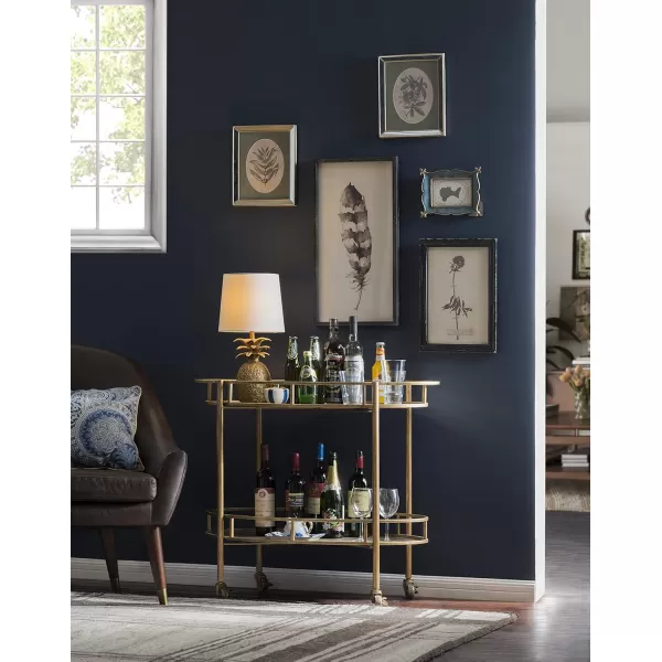Creative CoOp Gold 2 Tier Metal Bar Cart on Casters