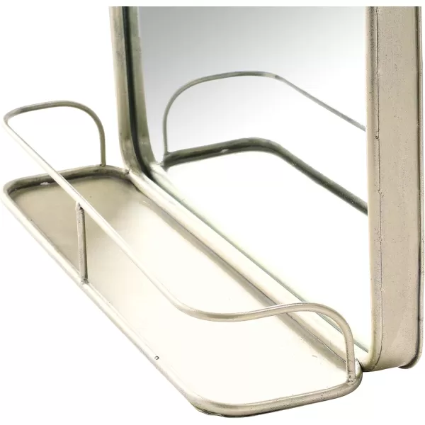 Creative CoOp Metal Framed Wall Mirror with Shelf BrassAntiqued Nickle