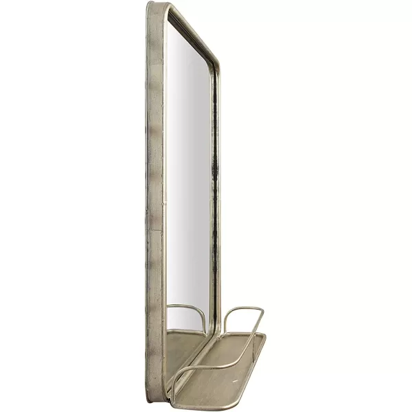 Creative CoOp Metal Framed Wall Mirror with Shelf BrassAntiqued Nickle