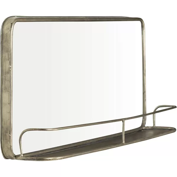 Creative CoOp Metal Framed Wall Mirror with Shelf BrassAntiqued Nickle